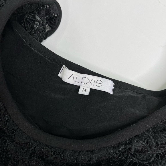 Alexis Crista Ruffled Off-the-Shoulder Black Embroidered Thick Lace Dressy Top - Picture 4 of 15